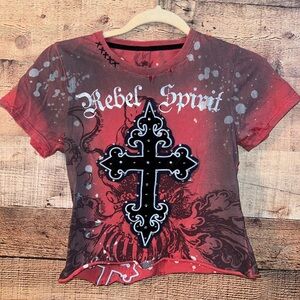 Rebel Spirit Y2K Cross Crop Top
